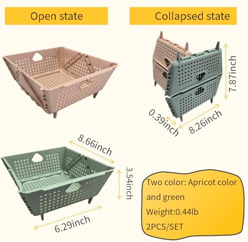 2 Pcs Collapsible Colander Strainer, Multipurpose Drain Basket for