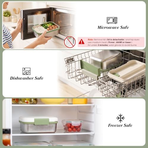 Greentainer Stainless Steel Bento Box, 34oz 2-Layer Lunch Container