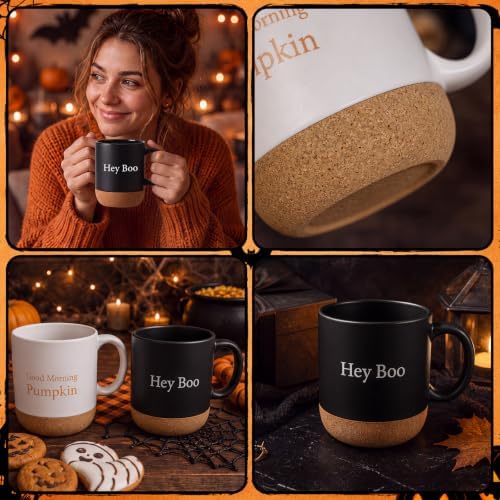 Suclain 2 Pcs Halloween Pumpkin Ghost Coffee Mug Set