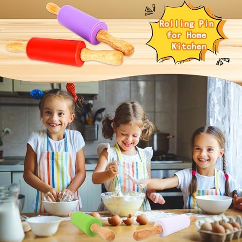 11 Pcs 9 Inch Mini Rolling Pins Small Silicone Rolling Pin Colorful