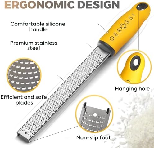 Stainless Steel Lemon Zester with Handle, Citrus Zester Grater for