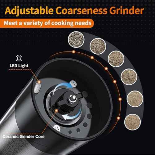 Lidaop USB-Rechargeable Electric Salt and Pepper Grinders, 2-Pack