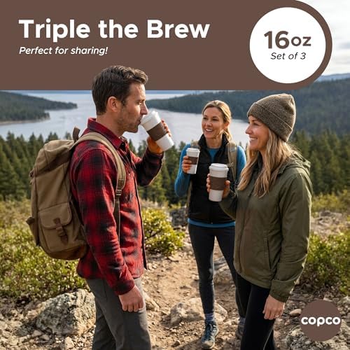 Copco 16oz Acadia Travel Mug, Set of 3 - Spill-Resistant (Brown)