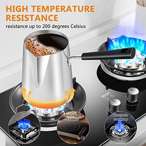 Set of 2 Milk Warmer Pot, 11.83 oz/30.43 oz Turkish Coffee Pot