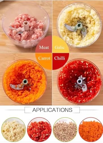 Manual Hand -Powered Food Chopper with Pull-Cord Mechanism – Compact