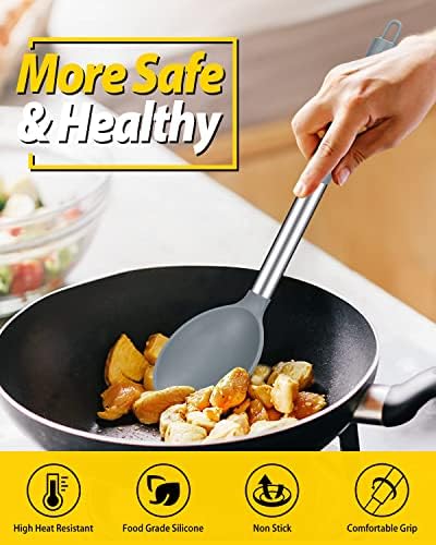 BUNDLEPRO Silicone Cooking Spoons for Nonstick Cookware, 2 Pack