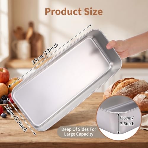 6 Pack 13 x 5.9 Inch Stainless Steel Loaf Pan Large Baking Pans for