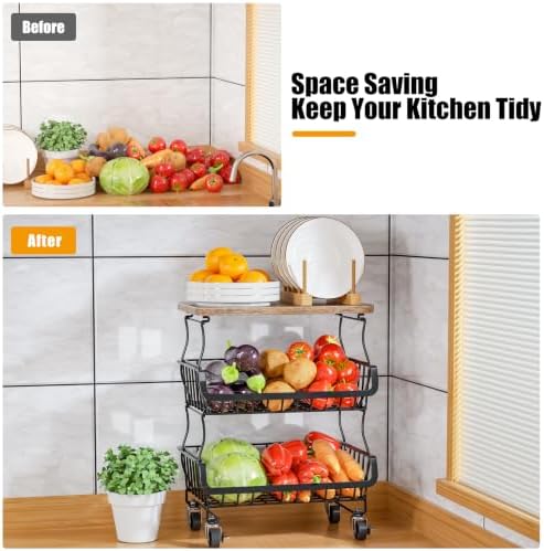 Gsiekare 5-Tier Fruit and Vegetable Basket with Wheels