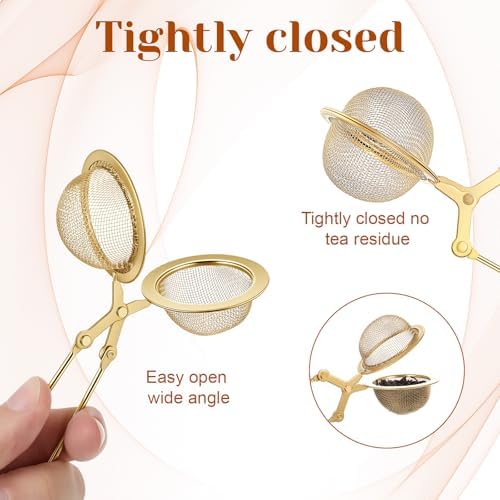 20 Pcs Gold Stainless Steel Loose Tea Infuser With Handle Fine Mesh