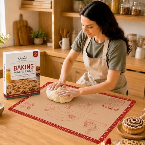 Silicone Baking Mat with 10 Recipes, Extra Thick Silicone Mats for