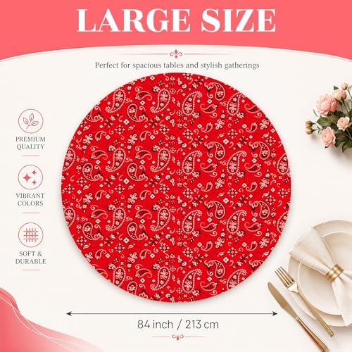 Oudain 6 Pcs Bandana Tablecloth 84in Round Cow Tablecloth Plastic