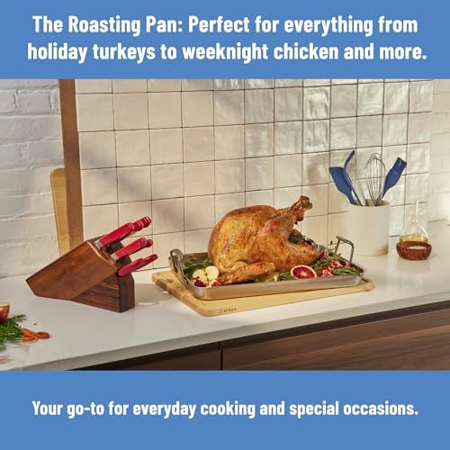Misen Stainless Steel Roasting Pan with Handles - Versatile 5-Ply