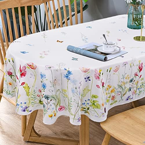 Bnejvif Spring Floral Oval Tablecloth - Waterproof Wrinkle Free