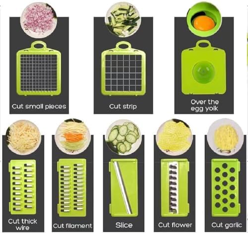 12-in-1 Vegetable Chopper with 8 Blades, Container