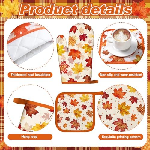 Bencailor 12 Pcs Fall Kitchen Decor Sets 6 Maple Leaves Kitchen Towels