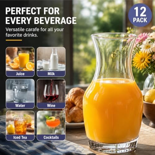 12 Pack Wine Carafe Glass, 6 Oz Single Serving Mini Decanters