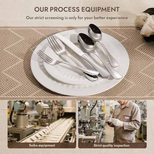 18/10 Stainless Steel Silverware Set for 4, 20 Piece Teardrop Flatware