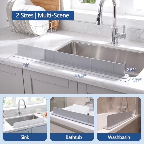 Silicone Water Splash Guard 20” 28" for Sink Front Edge & Behind