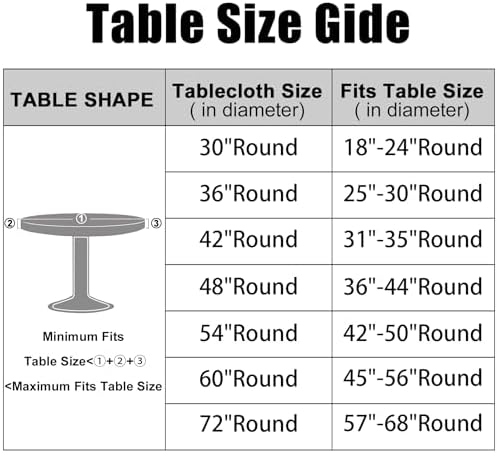 Smiry 45"-56" Round Fitted Tablecloth, Waterproof Plastic Table Cover