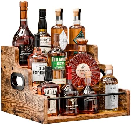 KLM Liquor Bottle Display Shelf, Coffee Syrup Rack Organizer, 3 Step