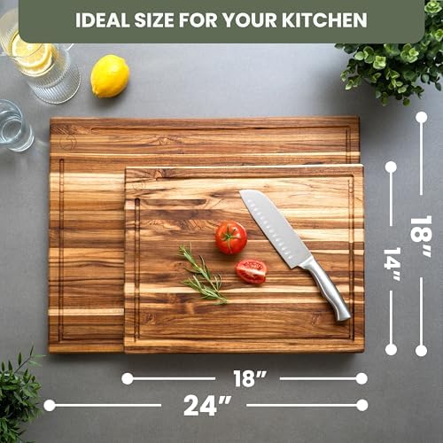WALDWERK Teak Wood Cutting Board, 24 x 18 x 1,2"