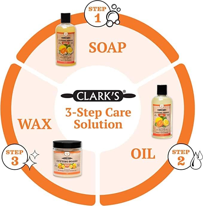 CLARK'S Cutting Board Care Kit, Includes Wood Cutting Board Oil, and Buffing Pad - Image 5