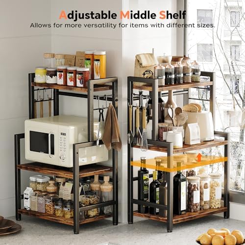 3-Tier Countertop Spice Rack Organizer with 5 Hooks