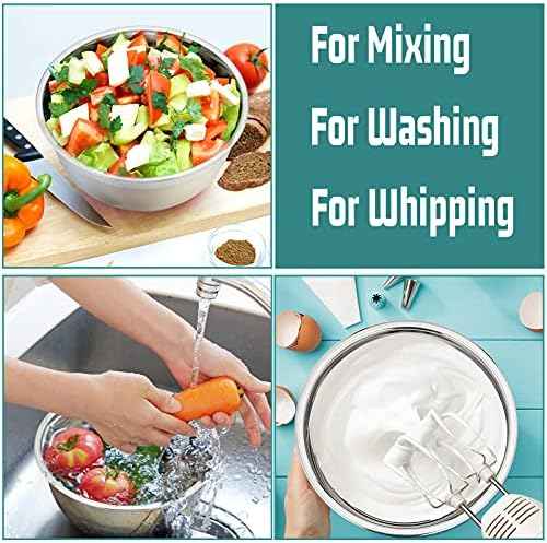 P&P CHEF Stainless Steel Mixing Bowls With Lids, Set of 6, Multicolor