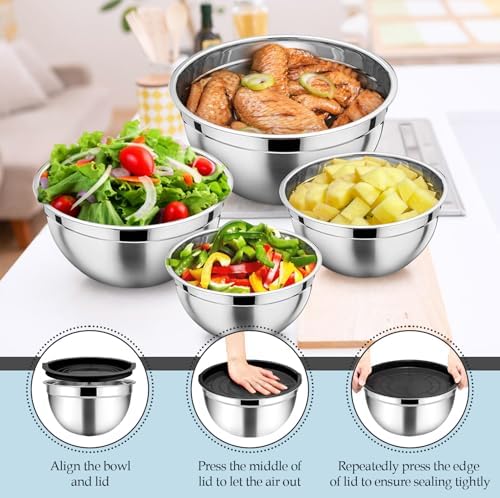 TeamFar Mixing Bowls Set of 6, Stainless Steel Nesting Mixing Salad