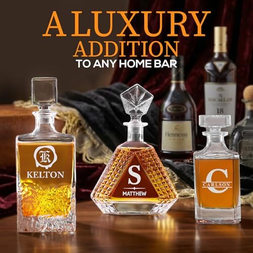 Personalized Triangle Whiskey Decanter Set – 650ml Engraved Liquor