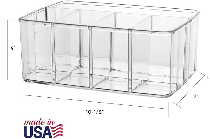 STORi 5-Compartment Clear Plastic Organizer | Rectangular Divided Makeup and - Image 3