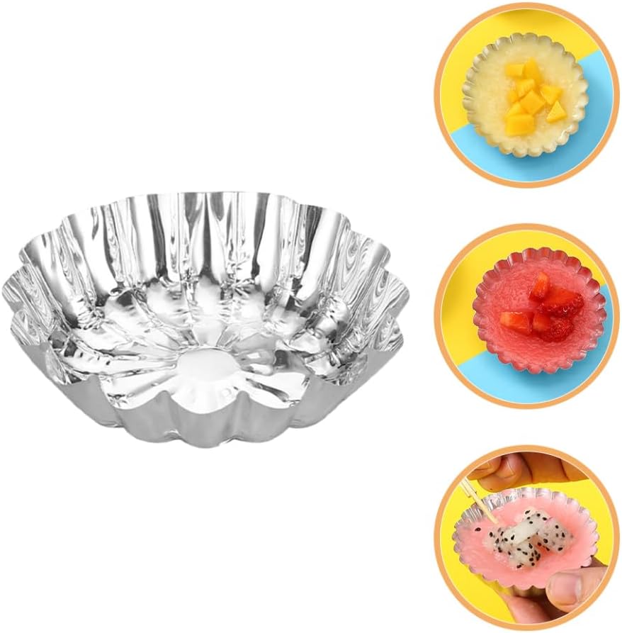 100pcs Disposable Foil Tart Trays Aluminum for Puddings Jelly