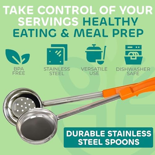 Portion Control Serving Spoons, 8 Piece Set Stainless Steel Measuring