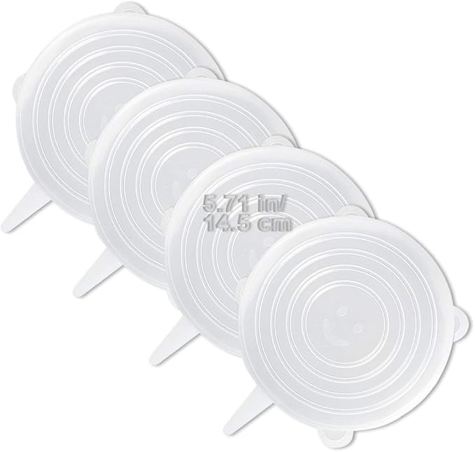 LELE LIFE 4 Pack Same Size Silicone Stretch Lids, Thicker Reusable Sturdy by LELE+LIFE