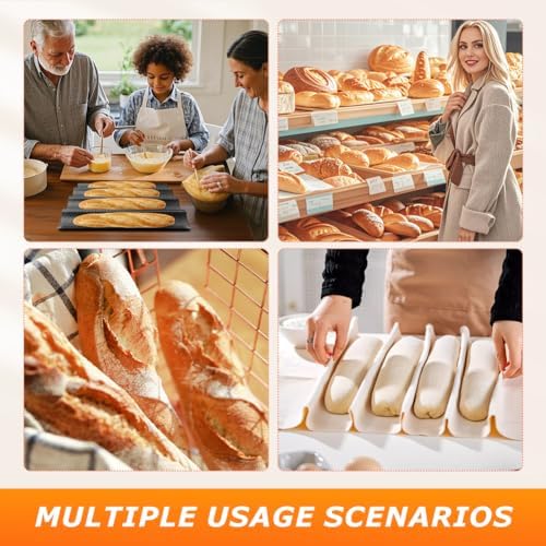 Baguette Bread Pan Set, 4 Loaf Perforated French Bread Pan