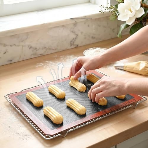 Perforated Silicone Baking Mats - Eclair Mat, Half Sheet 11x16in, Pack