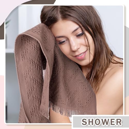 HunnmingRe 4 Pack Boho Hand Towel for Bathroom Kitchen, Brown