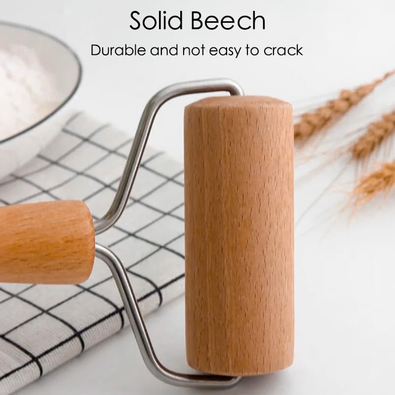 Pizza Rolling Pin, Small Rolling Pin, Non-Stick Wooden Dough Roller