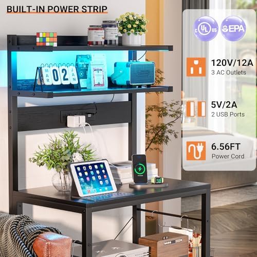 Aheaplus 5-Tier Bakers Rack with Power Outlet
