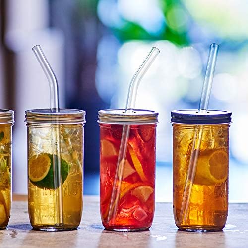 HeykirHome 12-Pack Reusable Glass Straw,Size 8.5''x10 MM,Including 6