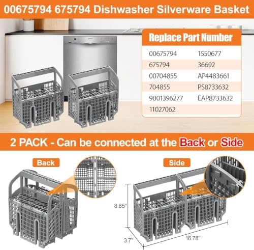 Bosch 00675794 Genuine OEM Dishwasher Silverware Basket, Gray