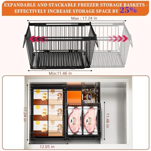 Large Freezer Organizer Bins, 10 to 20 Cu.Ft, 4 Pack