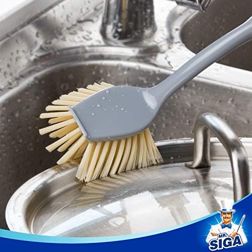 MR.SIGA Dish Brushes with Bamboo Handles, 2 Pack