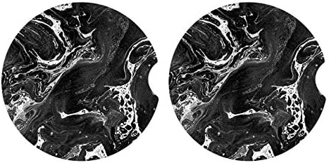 Britimes Car Coasters for Drinks, 2 Pack Ceramic Stone 2.56" Black
