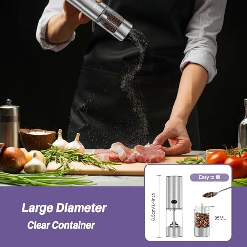 Electric Salt and Pepper Grinder Set, Black