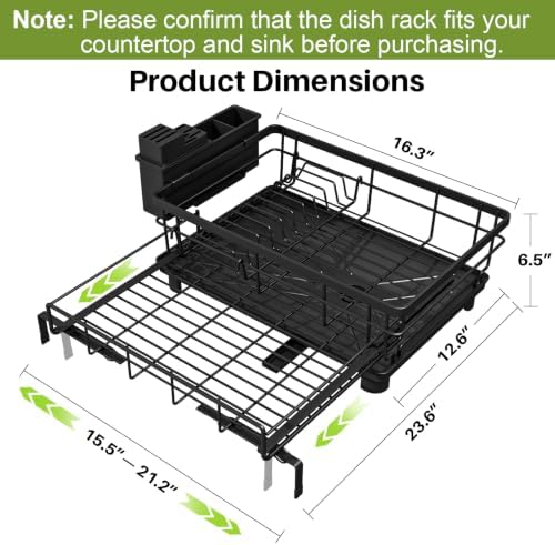 caktraie Dish Drying Rack - Extendable Dish Rack, Drying Rack Kitchen