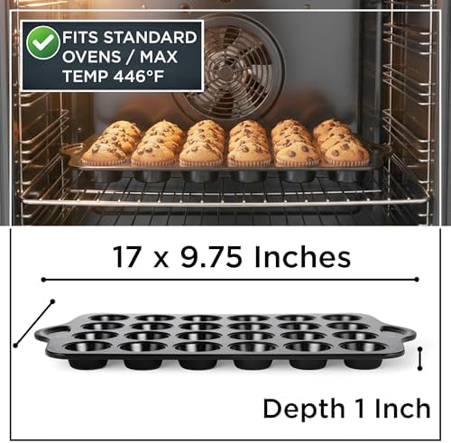 Wrenbury Mini Muffin Pan 24 Cup - Nonstick Small Cupcake Tin, 1.8in