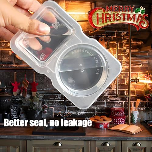 VOUKEN 10Pcs Double Compartment Condiment Container with Lid Double
