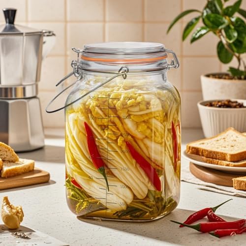 1 Gallon Glass Jars with Airtight Lids, 2 Pack