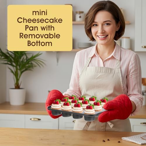 2 Pack Mini Cheesecake Pans Removable Bottom 12 Cavity Mini Cupcake